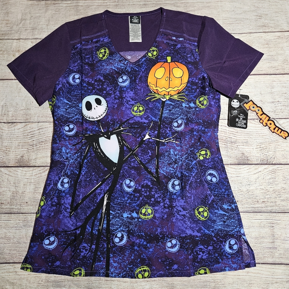 Tooniforms Disney Nightmare Before Christmas Jack Skellington Scrub Top